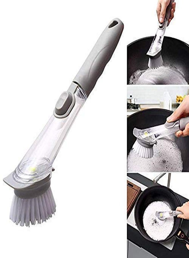 Denique Decontamination Automatic Liquid Tank Kitchen Cleaning Brush Scrubber Dish Bowl Washing Sponge with Refill Liquid Soap Dispenser Pot Cleaner Tool Long Handle Sponge with Wok Brush - Image 2